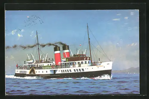Künstler-AK Passagierschiff, Paddle Steamer Waverley