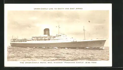 AK Passagierschiff RMS Pendennis Castle, Union-Castle Line