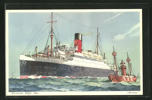 AK Passagierschiff Ascania, Cunard White Star Line, auf See