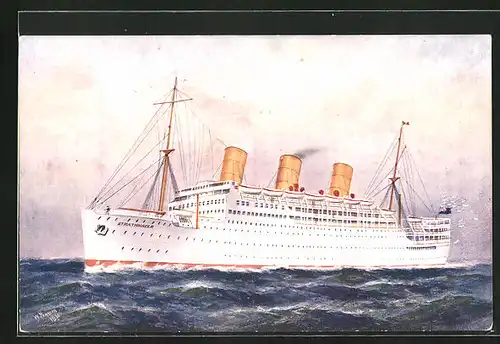 Künstler-AK Passagierschiff Strathnaver, P & O Line, Während der Fahrt