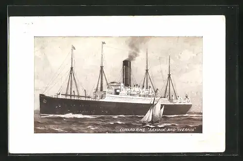 AK Passagierschiff RMS Saxonia, auf See
