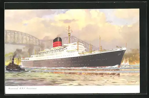 Künstler-AK Passagierschiff RMS Saxonia, Vor Brücke