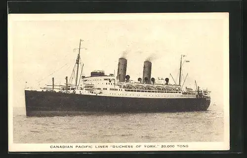AK Passagierschiff Duchess of York, Canapadian Pacific Liner