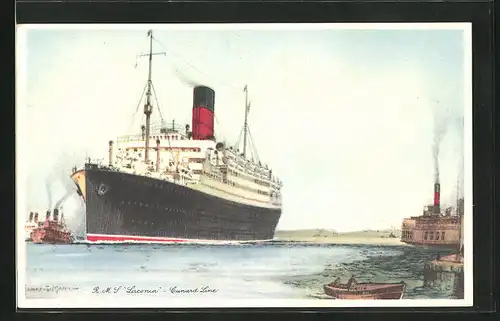 Künstler-AK Passagierschiff RMS Laconia, Cunard Line, vor der Küste