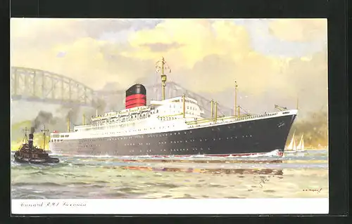 Künstler-AK Passagierschiff RMS Saxonia, Cunard Line