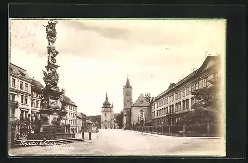 AK Teplitz Schönau / Teplice, Blick auf den Schlossplatz