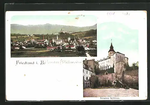 AK Friedland / Frydlant, Inneres Schloss und Ort