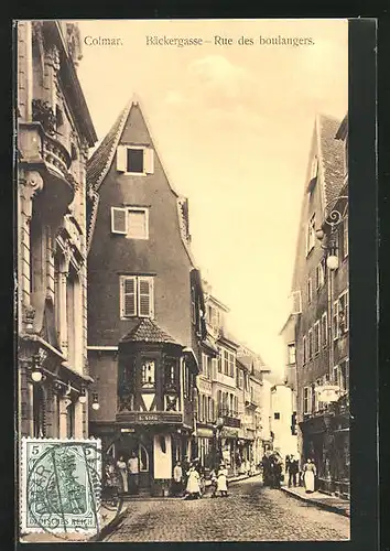 AK Colmar, Bäckergasse, Rue des boulangers