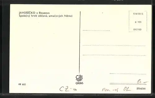 AK Javoricko, Beleuchtetes Kreuz mit Kränzen und Tannenbäumen