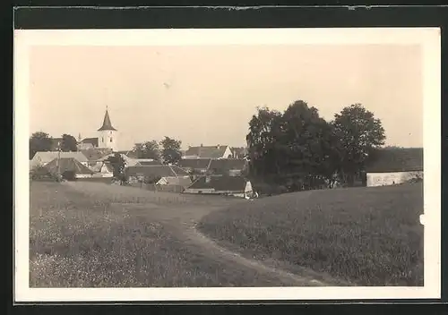 AK Tschernowitz, Cernovice u Tabora, Ortsansicht mit Kirche