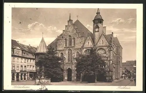 AK Hildesheim, Rathaus mit Brunnen