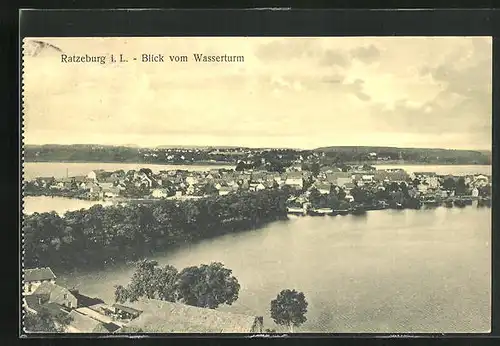 AK Ratzeburg i. L., Blick vom Wasserturm auf den Ort