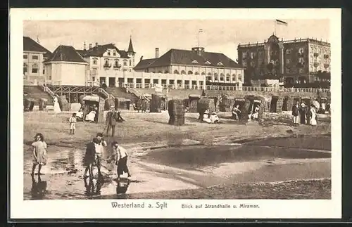 AK Westerland a. Sylt, Blick auf Strandhalle und Miramar