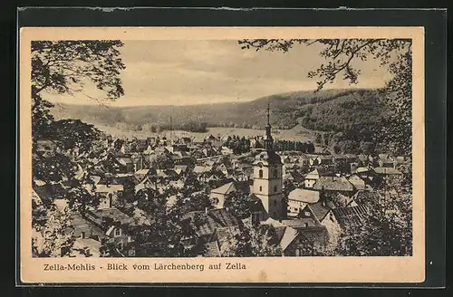 AK Zella-Mehlis, Blick vom Lärchenberg auf den Ort