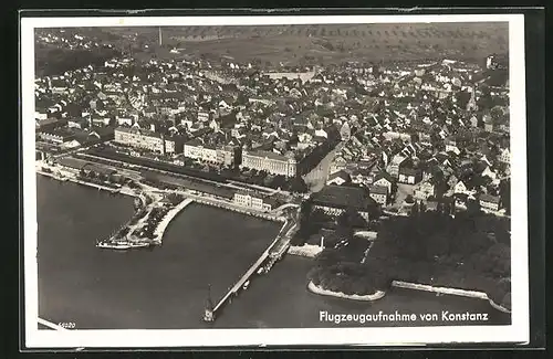 AK Konstanz, Blick auf Stadt vom Flugzeug aus