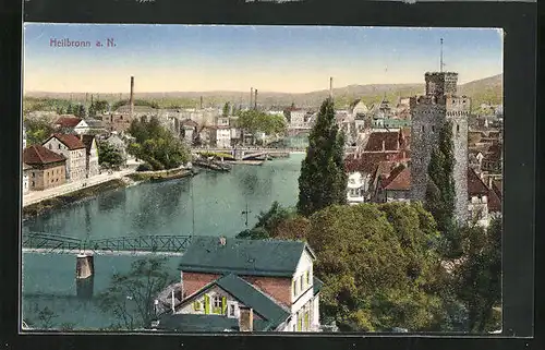 AK Heilbronn a. N., Blick auf Stadt mit Flusspartie