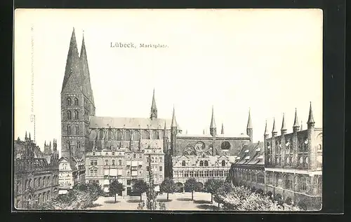 AK Lübeck, Blick auf den Marktplatz