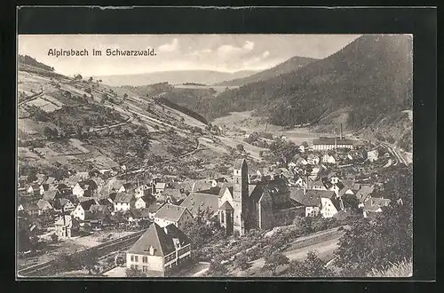 AK Alpirsbach / Schwarzwald, Blick auf Ort aus der Vogelschau
