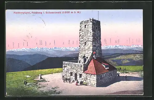 AK Feldberg /Schwarzwald, Feldbergturm mit Besuchern