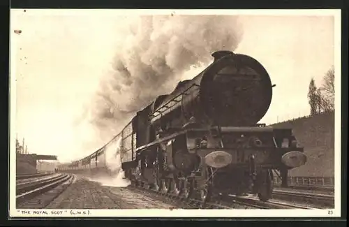 AK englische Eisenbahn The Royal Scot, LMS