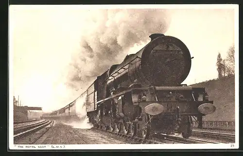 AK englische Eisenbahn The Royal Scot, LMS