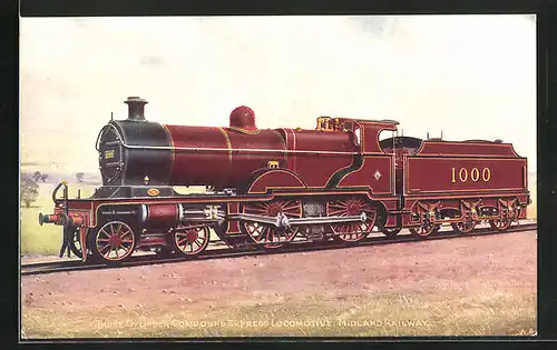 AK englische Eisenbahn 1000, Three Cylinder Compound Express Locomotive, Midland Railway