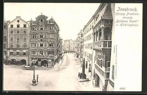 AK Innsbruck, Herzog Friedrich-Strasse, Goldenes Dachl, Hölblinghaus