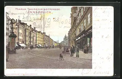 AK Innsbruck, Maria Theresienstrasse, Strassenbahn