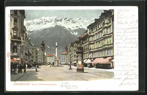 AK Innsbruck, Maria Theresienstrasse, Anna-Säule, Litfasssäule