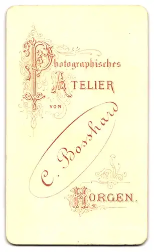 Fotografie C. Bosshard, Horgen, Portrait zwei kleine Mädchen in hübschen Kleidern