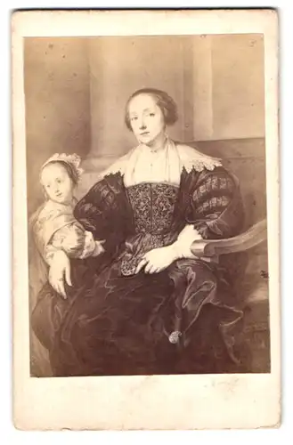 Fotografie Franz Hanfstaengl, München, Gemälde Mutter mit Ihrem Kind nach A. van Dyk, Mutterglück
