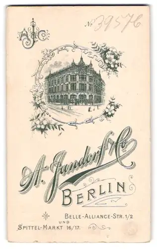 Fotografie A. Jandorf & Co., Berlin, Belle- Alliance-Str. 1 /2, Ansicht Berlin, Eckgebäude mit Fotografischen Atelier