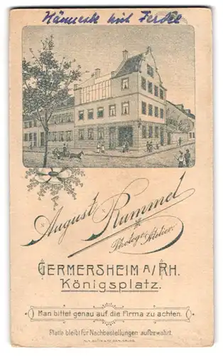 Fotografie August Rummel, Germersheim a. Rh., Königsplatz, Ansicht Germersheim a. Rh., Strassenecke mit Ateliersgebäude