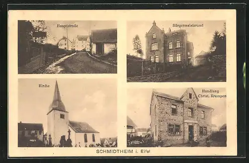 AK Schmidtheim i. Eifel, Handlung Christ. Krumpen, Bürgermeisteramt, Kirche