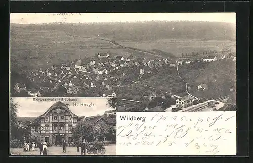 AK Wildberg, Gasthaus Schwarzwald-Bräuhaus, Teilansicht