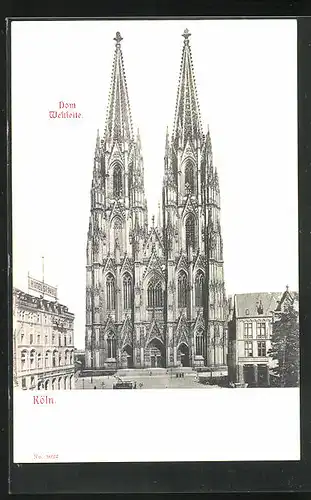AK Köln a. Rh., Dom im Sonnenlicht, Westseite