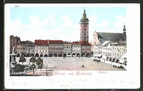 AK Budweis / Ceske Budejovice, Ringplatz