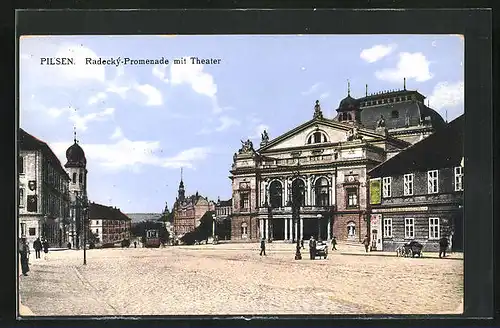 AK Pilsen, Radecky-Promenade mit Theater