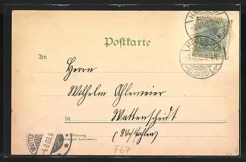 Lithographie Hagenau, Kaiserl. Postamt, Parade-Platz, Dragoner-Kaserne