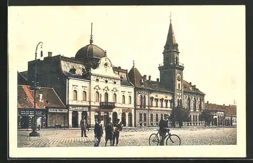 AK Velika Kikinda, Hauptplatz mit Rathaus