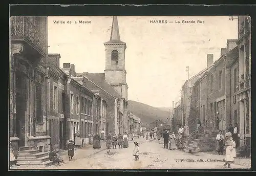 AK Haybes, La Grande Rue, Vallée de la Meuse