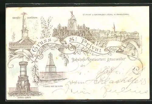 Lithographie St. Privat, Gardeschützen, Garde-Corps