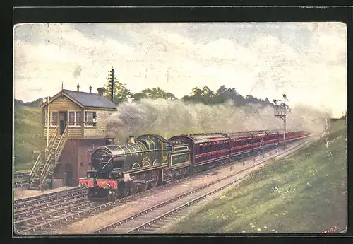 Künstler-AK Gerrards Cross, Englische Eisenbahn der G. W. R Birmingham to London, Luncheon Car Express