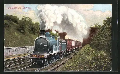 AK Lokomotive No. 733 der C. R., Caledonian Express, englische Eisenbahn