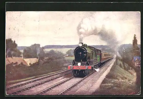 AK Lokomotive No. 457 der L. & S. W. Railway, Exeter and Plymouth Express, Englische Eisenbahn