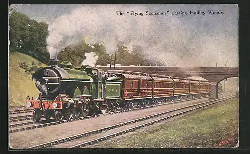 AK Hadley Woods, Englische Eisenbahn der C. N. R., The Flying Scotsman