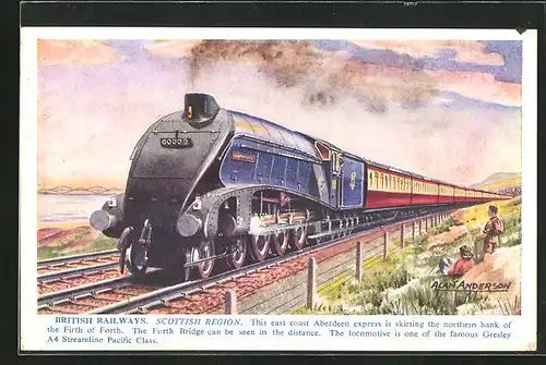 AK Scottish Region, Lokomotive No. 60009 der British Railways, East Coast Aberdeen Express, englische Eisenbahn