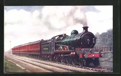 AK Godley Juntion, Lokomotive No. 346 der Great Central Railway, Manchester to London Express, Englische Eisenbahn