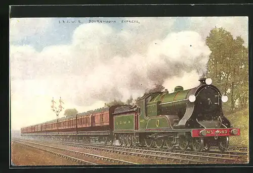 AK Bournmouth Express No 443, L & SWR, englische Eisenbahn