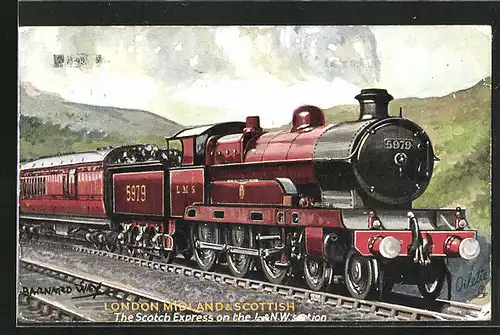 Künstler-AK The Scotch Express No 5979 Frobisher, englische Eisenbahn